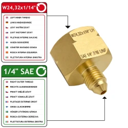 Reduzierung W24,32x1/14 LH Innengewinde auf G1/4" SAE RH Außengewinde Vogelmann